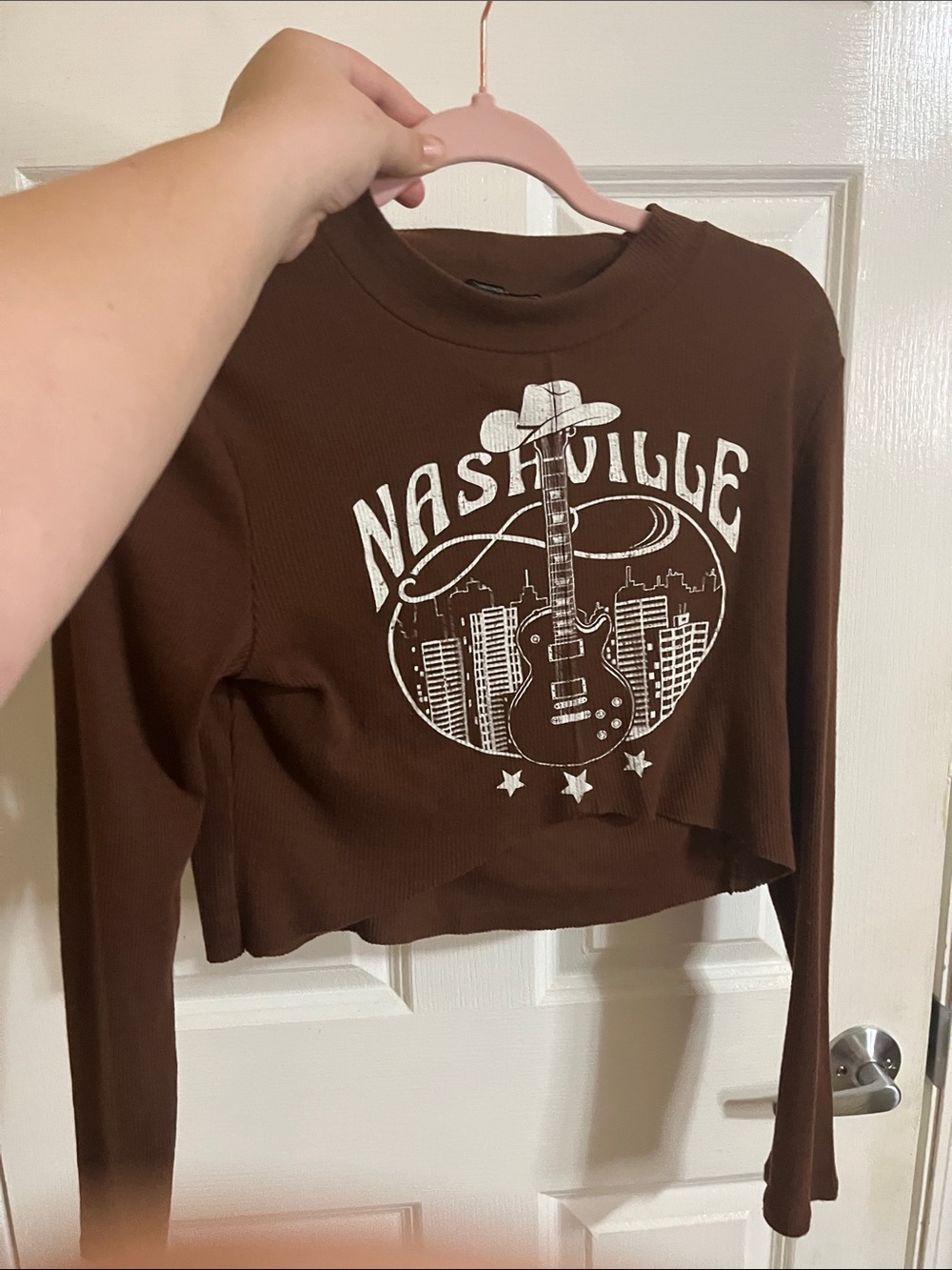 Forever 21 Brown Nashville Graphic Crop Top